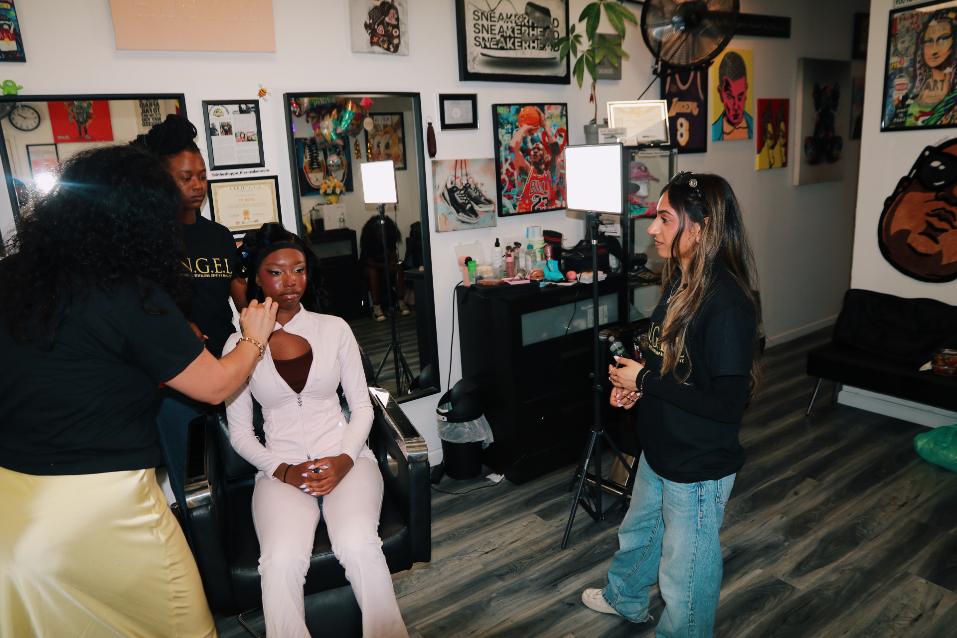 ANGEL team supporting a client in the salon